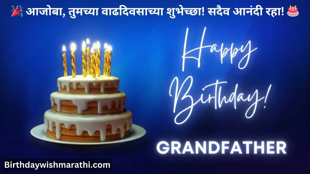 Birthday cake with candles and Happy Birthday message in Marathi