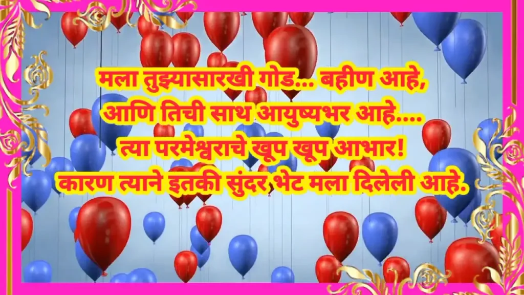 Colorful balloons and birthday wishes in Hindi.
