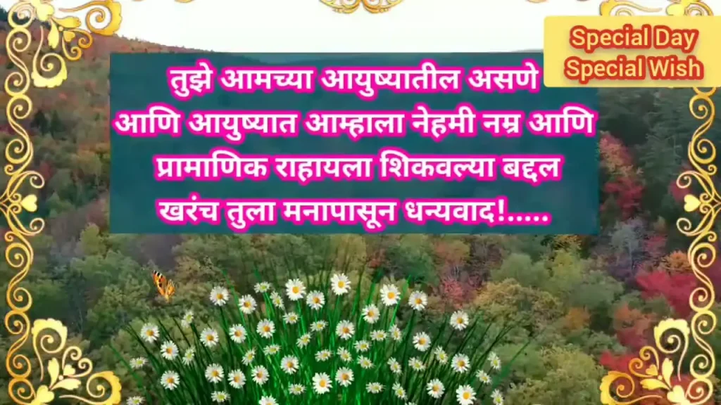 Nature scene with daisies, Special Day Special Wish in Marathi.